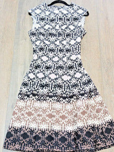 DANNY and Nicole Dress Womens 10 Black Print Sleeveless Pencil Zip Up Casual